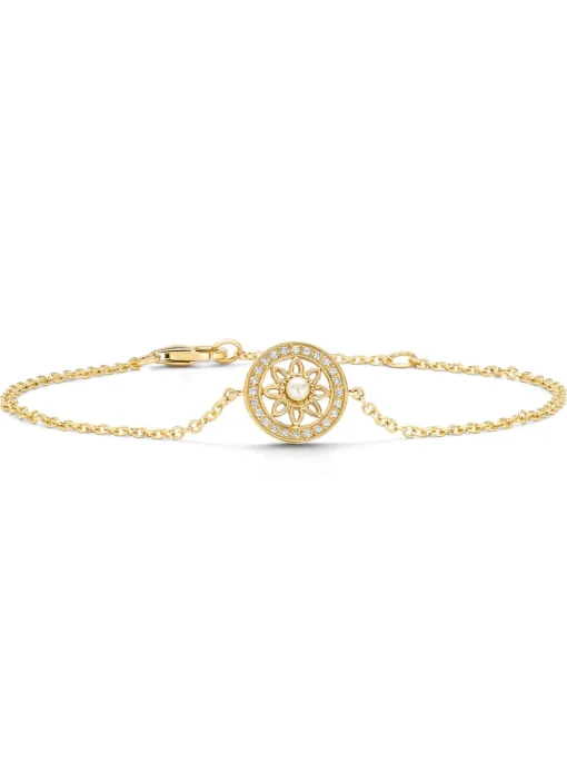 Birthstones geelgouden armband parel (Juni)