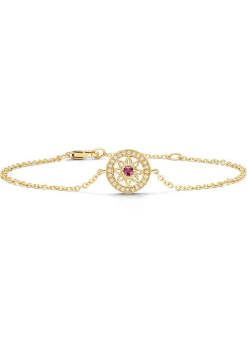 Birthstones geelgouden armband robijn (Juli)
