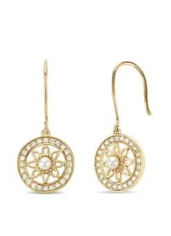 Birthstones geelgouden pareloorsieraden (Juni)