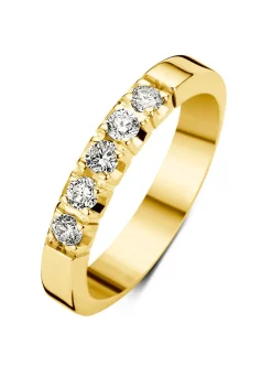 Geelgouden alliance ring, 0.25 ct diamant, Groeibriljant