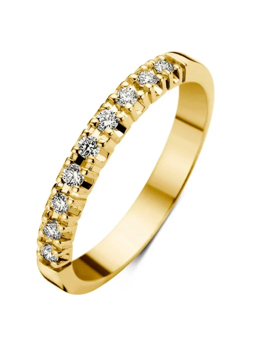 Geelgouden alliance ring, 0.18 ct diamant, Groeibriljant