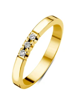 Geelgouden alliance ring, 0.06 ct diamant, Groeibriljant
