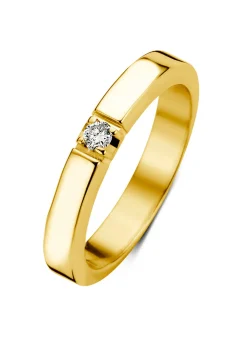 Geelgouden alliance ring, 0.05 ct diamant, Groeibriljant