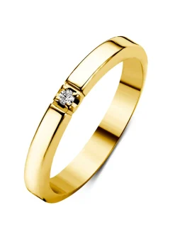 Geelgouden alliance ring, 0.03 ct diamant, Groeibriljant
