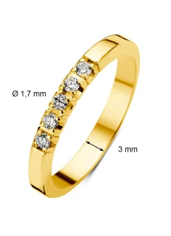 Geelgouden alliance ring, 0.10 ct diamant, Groeibriljant