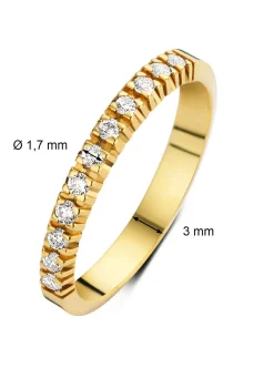 Geelgouden alliance ring, 0.22 ct diamant, Groeibriljant