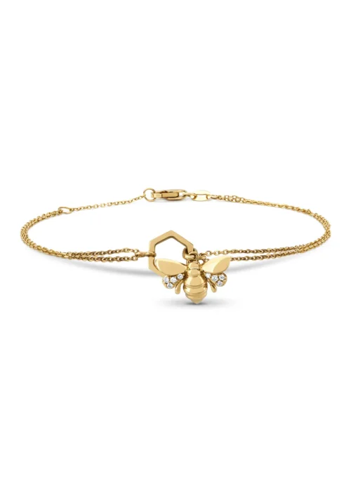 Geelgouden armband, 0.03 ct diamant, Queen Bee