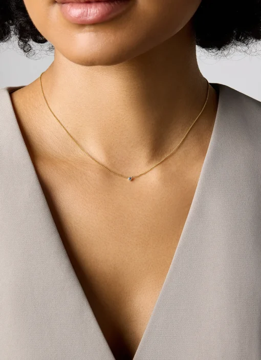 Geelgouden collier, 0.05 ct blauwe saffier, Joy
