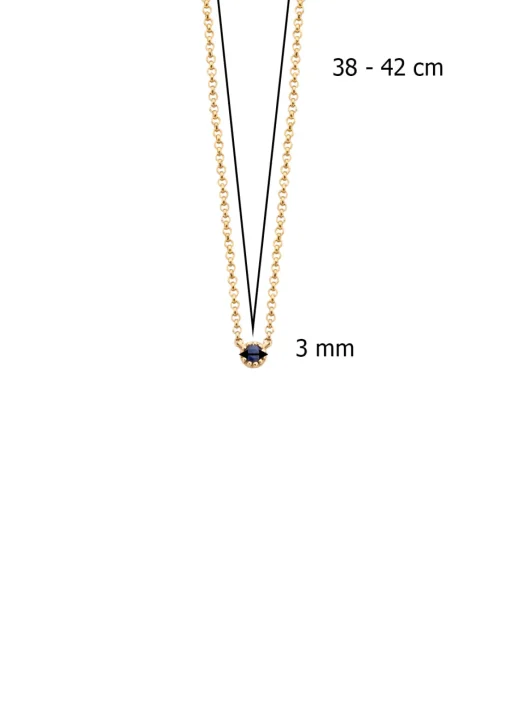 Geelgouden collier, 0.05 ct blauwe saffier, Joy