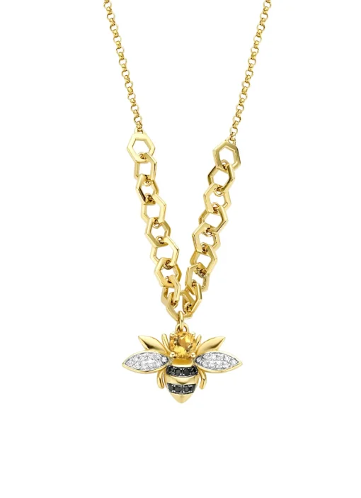 Geelgouden collier, 0.18 ct citrien, Queen Bee