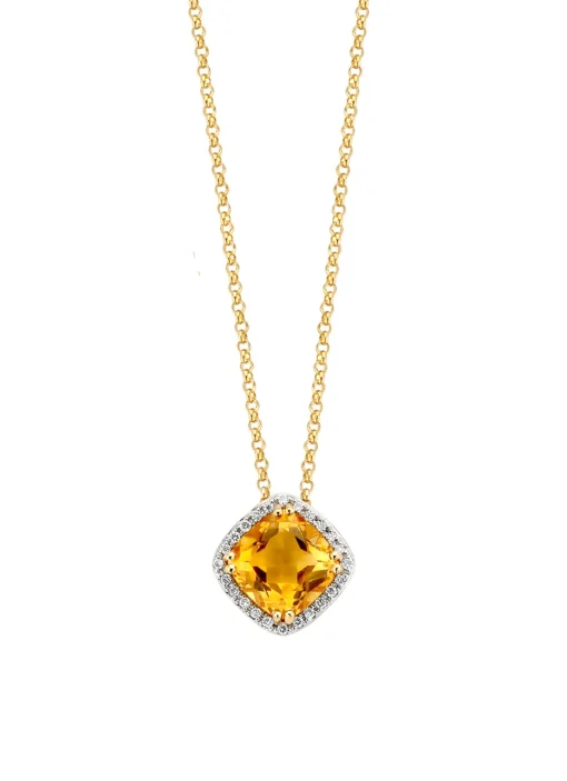 Geelgouden collier, 1.56 ct citrien, Fiësta