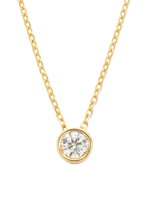 Geelgouden collier, 0.20 ct diamant, Hearts & Arrows