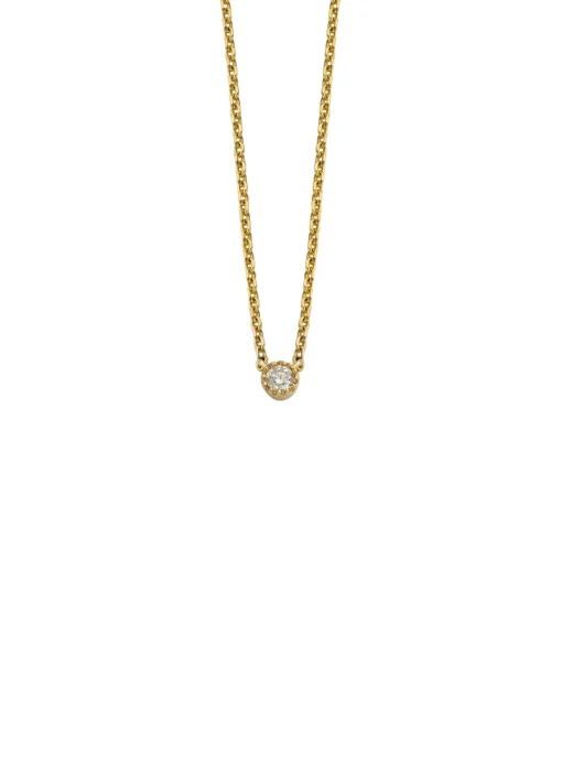 Geelgouden collier, 0.05 ct diamant, Joy