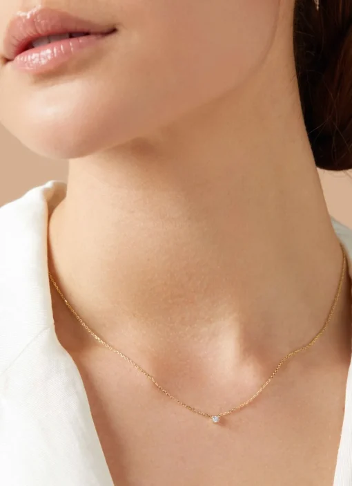 Geelgouden collier, 0.05 ct diamant, Joy