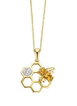 Geelgouden hanger, 0.25 ct citrien, Queen Bee