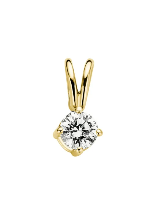 Geelgouden hanger, 0.14 ct diamant, Groeibriljant