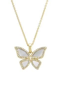 Geelgouden hanger, 0.20 ct diamant, Butterfly Kisses