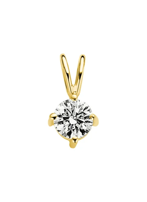 Geelgouden hanger, 0.42 ct diamant, Groeibriljant