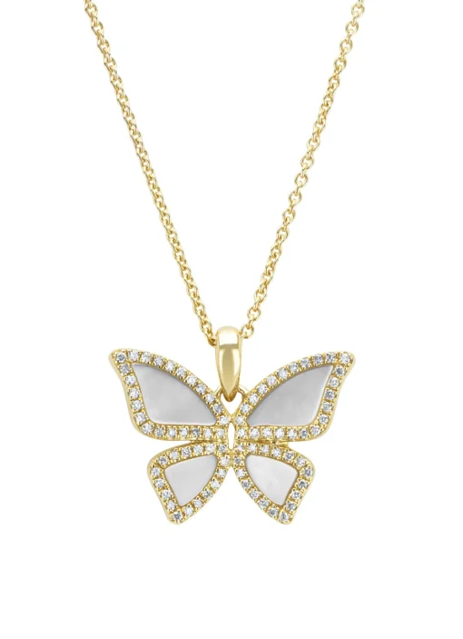 Geelgouden hanger, 0.20 ct diamant, Butterfly Kisses