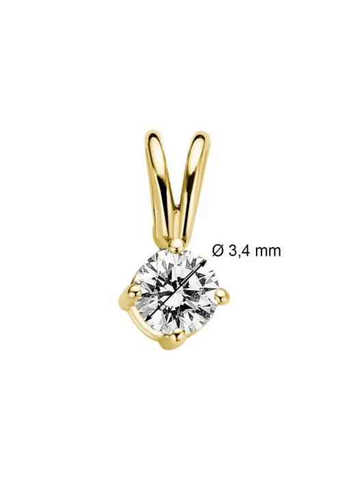 Geelgouden hanger, 0.14 ct diamant, Groeibriljant