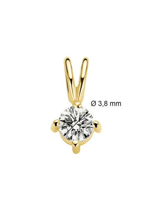 Geelgouden hanger, 0.22 ct diamant, Groeibriljant