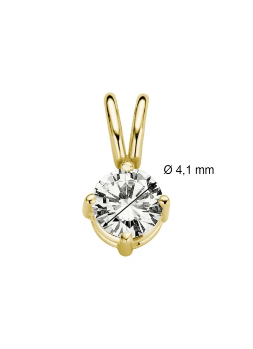 Geelgouden hanger, 0.26 ct diamant, Groeibriljant