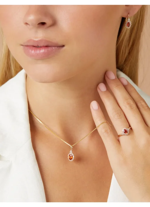 Geelgouden hanger, 1.00 ct oranje saffier ( bew, Eden