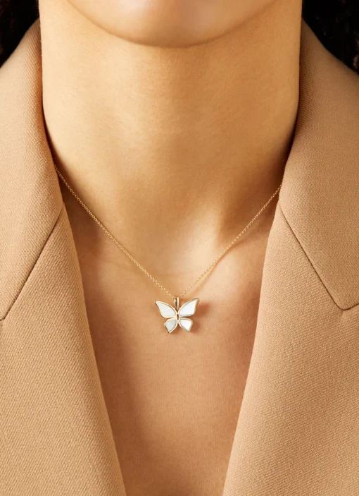 Geelgouden hanger Butterfly Kisses