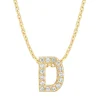 Geelgouden hanger D, 0.05 ct diamant, Alphabet