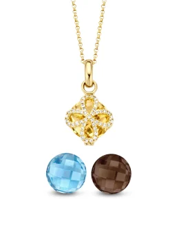 Geelgouden hanger met collier, 5.35 ct topaas, Varié