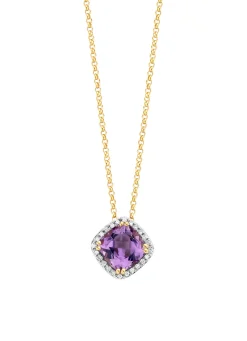 Geelgouden hanger met collier, 1.54 ct paarse amethist, Fiësta