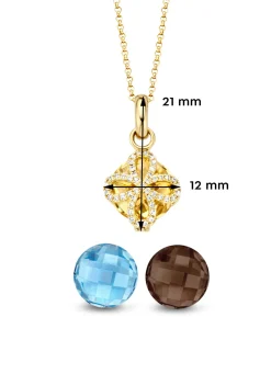 Geelgouden hanger met collier, 5.35 ct topaas, Varié