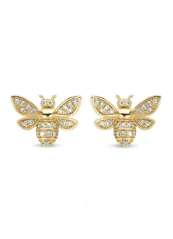 Geelgouden oorsieraden, 0.22 ct diamant, Queen Bee