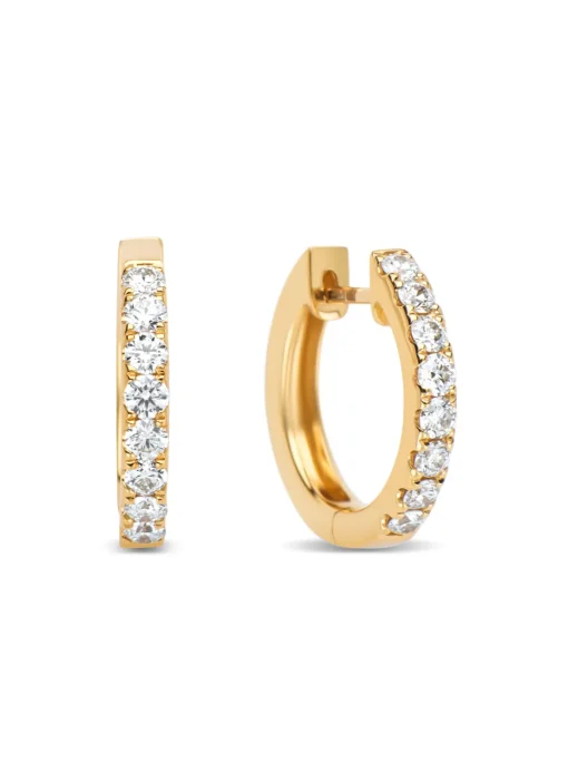 Geelgouden oorsieraden, 0.50 ct diamant, Hearts & Arrows