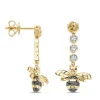 Geelgouden oorsieraden, 0.20 ct citrien, Queen Bee