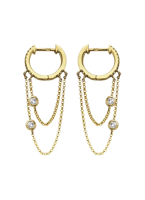 Geelgouden oorsieraden, 0.24 ct diamant, Joy