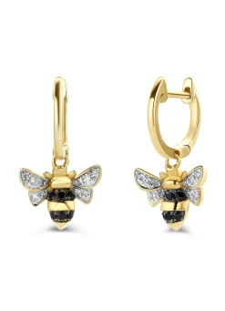 Geelgouden oorsieraden, 0.14 ct diamant, Queen Bee