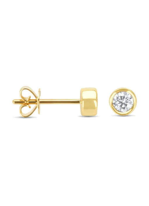 Geelgouden oorsieraden, 0.40 ct diamant, Hearts & Arrows