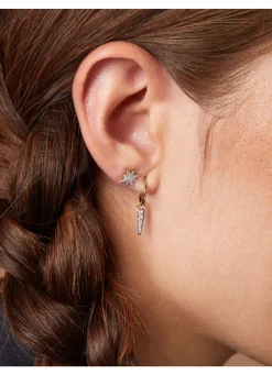 Geelgouden oorsieraden, 0.16 ct diamant, Cosmic