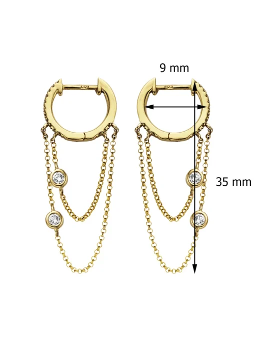 Geelgouden oorsieraden, 0.24 ct diamant, Joy