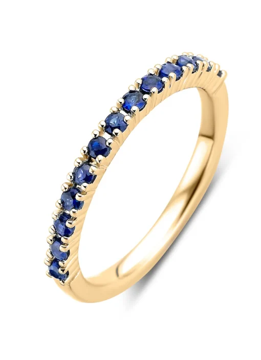 Geelgouden ring, 0.37 ct blauwe saffier, Ensemble