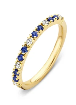 Geelgouden ring, 0.22 ct blauwe saffier, Ensemble
