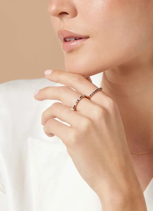 Geelgouden ring, 0.22 ct blauwe saffier, Ensemble