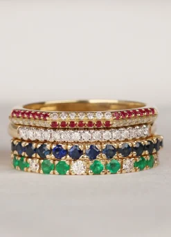 Geelgouden ring, 0.37 ct blauwe saffier, Ensemble