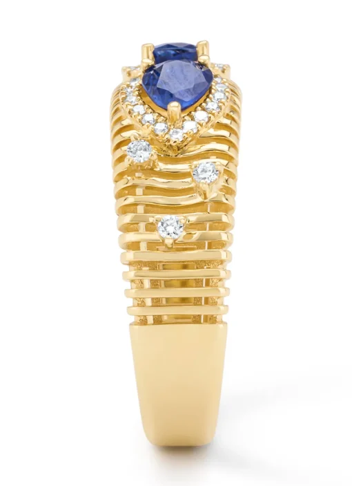 Geelgouden ring, 0.70 ct blauwe saffier, Gallery