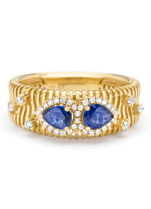 Geelgouden ring, 0.70 ct blauwe saffier, Gallery
