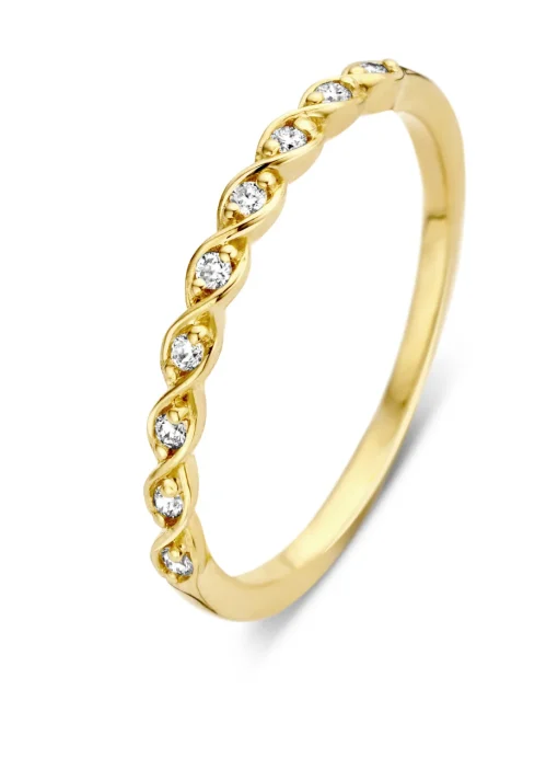 Geelgouden ring, 0.08 ct diamant, Ensemble