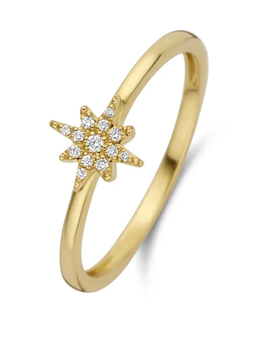 Geelgouden ring, 0.05 ct diamant, Cosmic