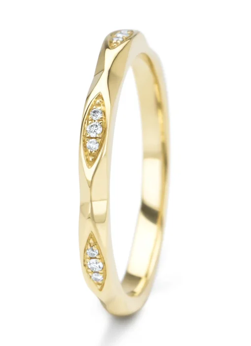 Geelgouden ring, 0.03 ct diamant, Ensemble