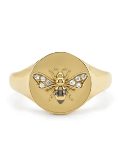 Geelgouden ring, 0.03 ct diamant, Queen Bee